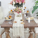 Beige Crochet Lace Table Runner