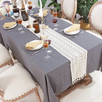 Beige Crochet Lace Table Runner