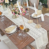 Beige Crochet Lace Table Runner