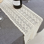 Beige Crochet Lace Table Runner