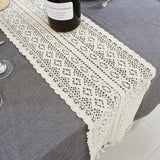 Beige Crochet Lace Table Runner